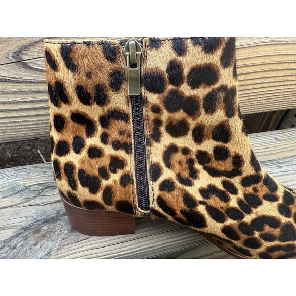 J. Crew Walker Leopard Print Calf Hair Leather Ankle Boots Sz 7.5 Mob Wife  $198 - Picture 5 of 10
